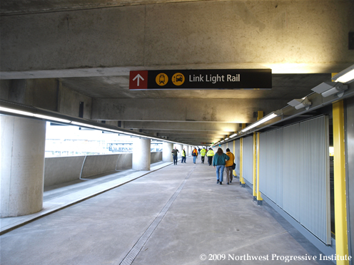 The walkway between the terminal and SeaTac Station