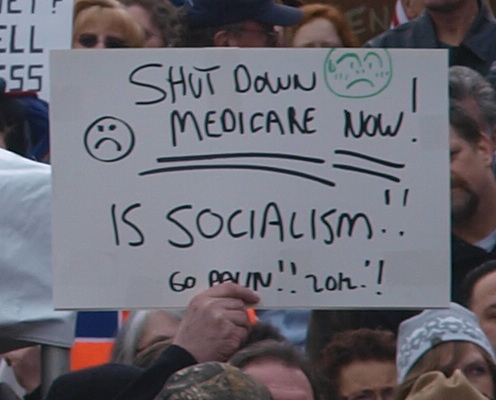 Libertarian sign calling for end to Medicare
