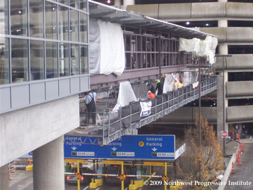 Airport Link skybridge under construction