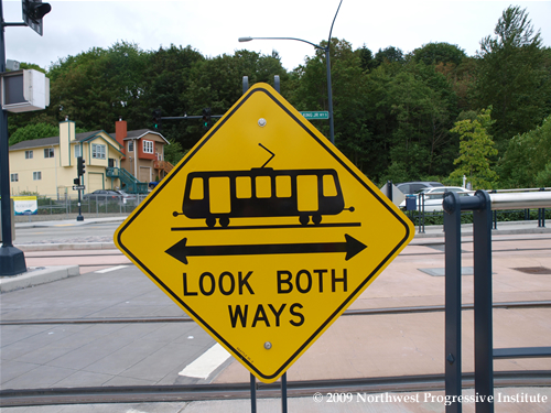 Sign reminding people to look both ways