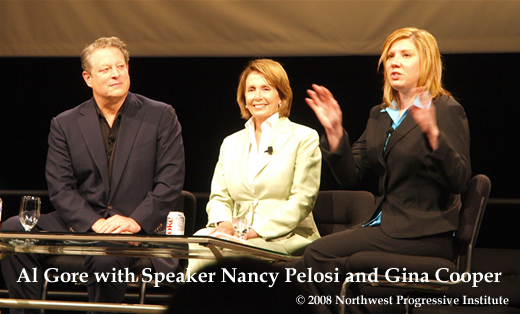 Al Gore, Nancy Pelosi, and Gina Cooper