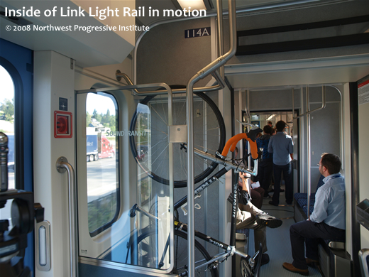 Inside of Link Light Rail in motion