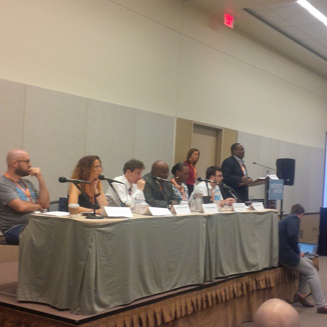 Packed panel table at the voting rights restoration panel today. #NN15