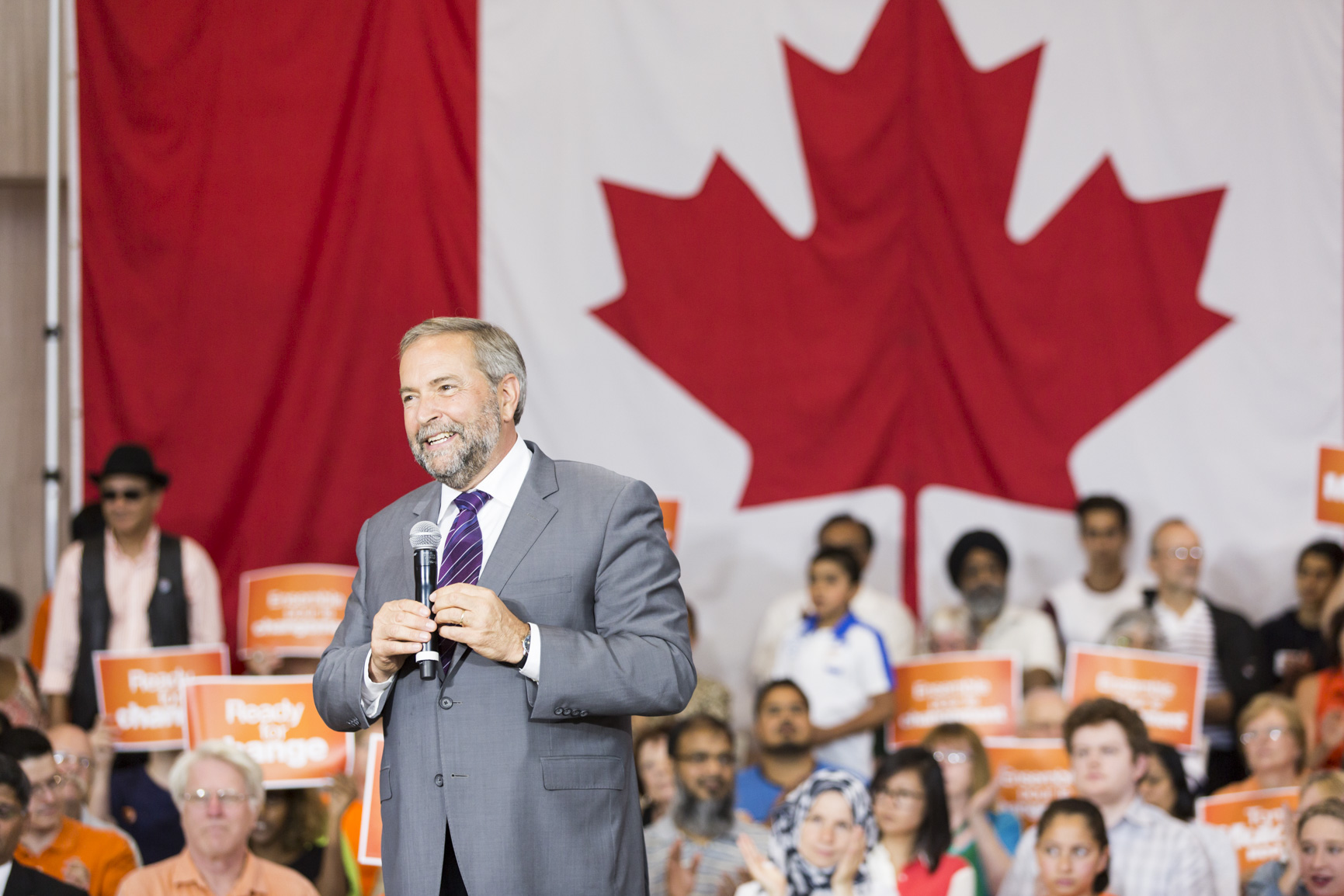 Thomas Mulcair speaks at an NDP rally
