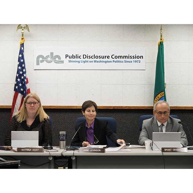 The Public Disclosure Commission meets in Olympia to consider taking enforcement action against Tim Eyman for violating Washington's public disclosure law