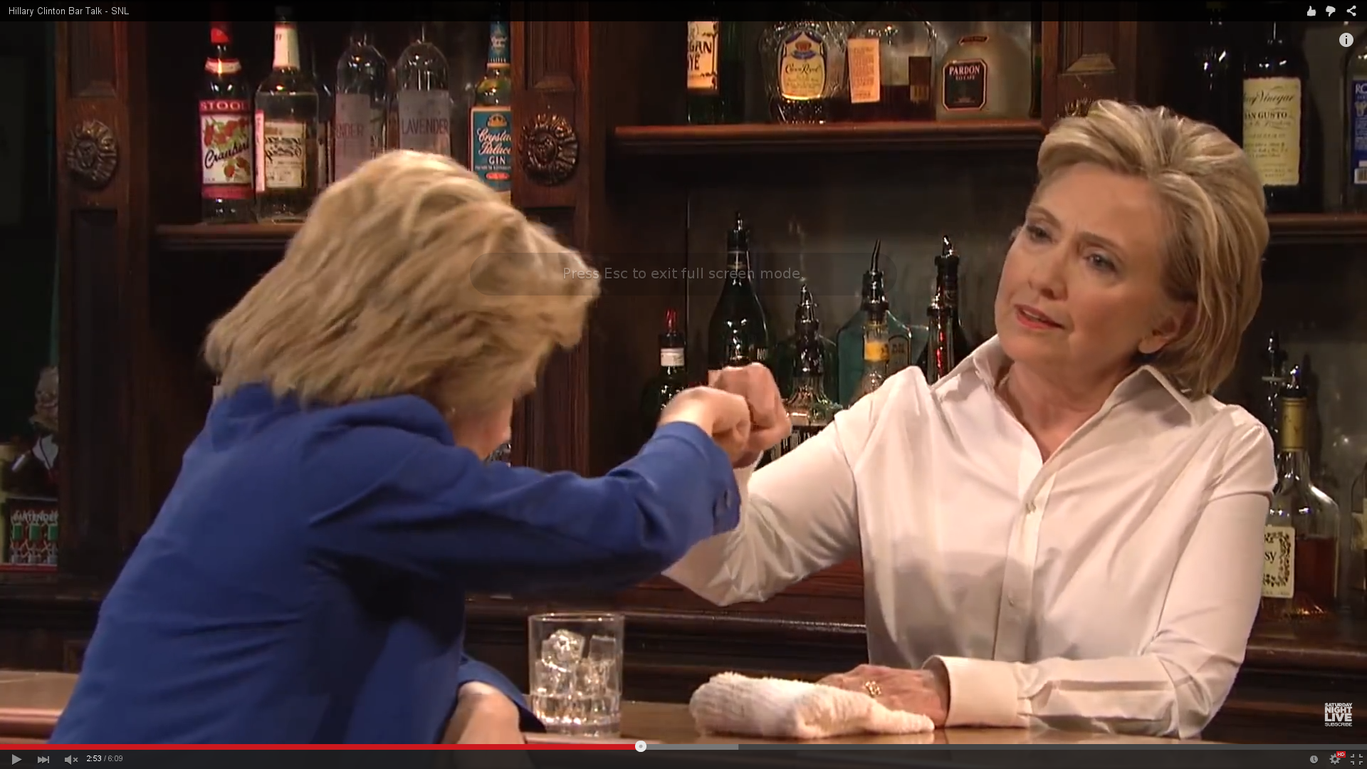 "Val" fist bumps with Hillary Clinton