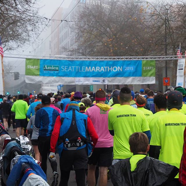 Runners at the start of the 2015 Seattle Marathon: It's go time!