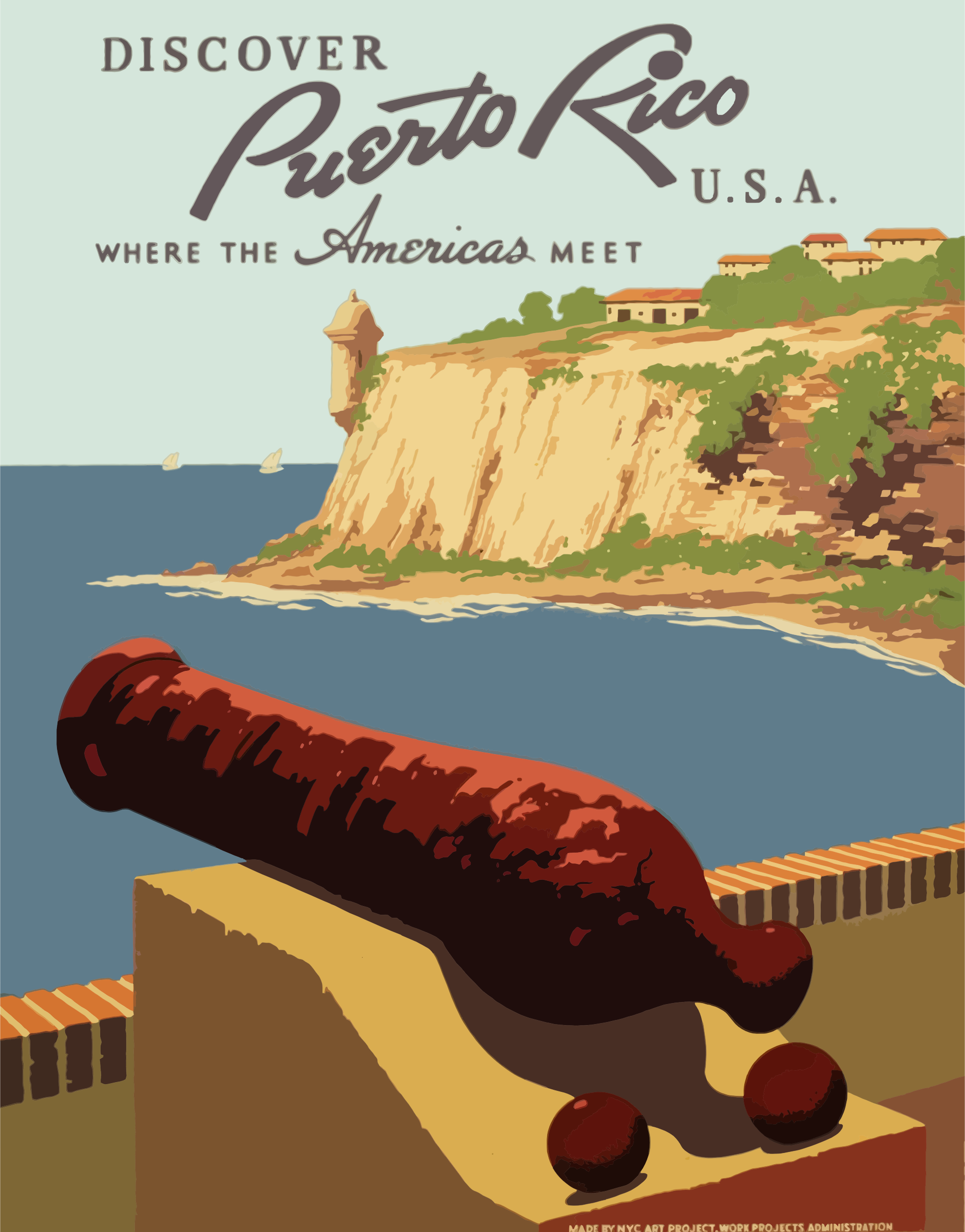Vintage Puerto Rico travel poster