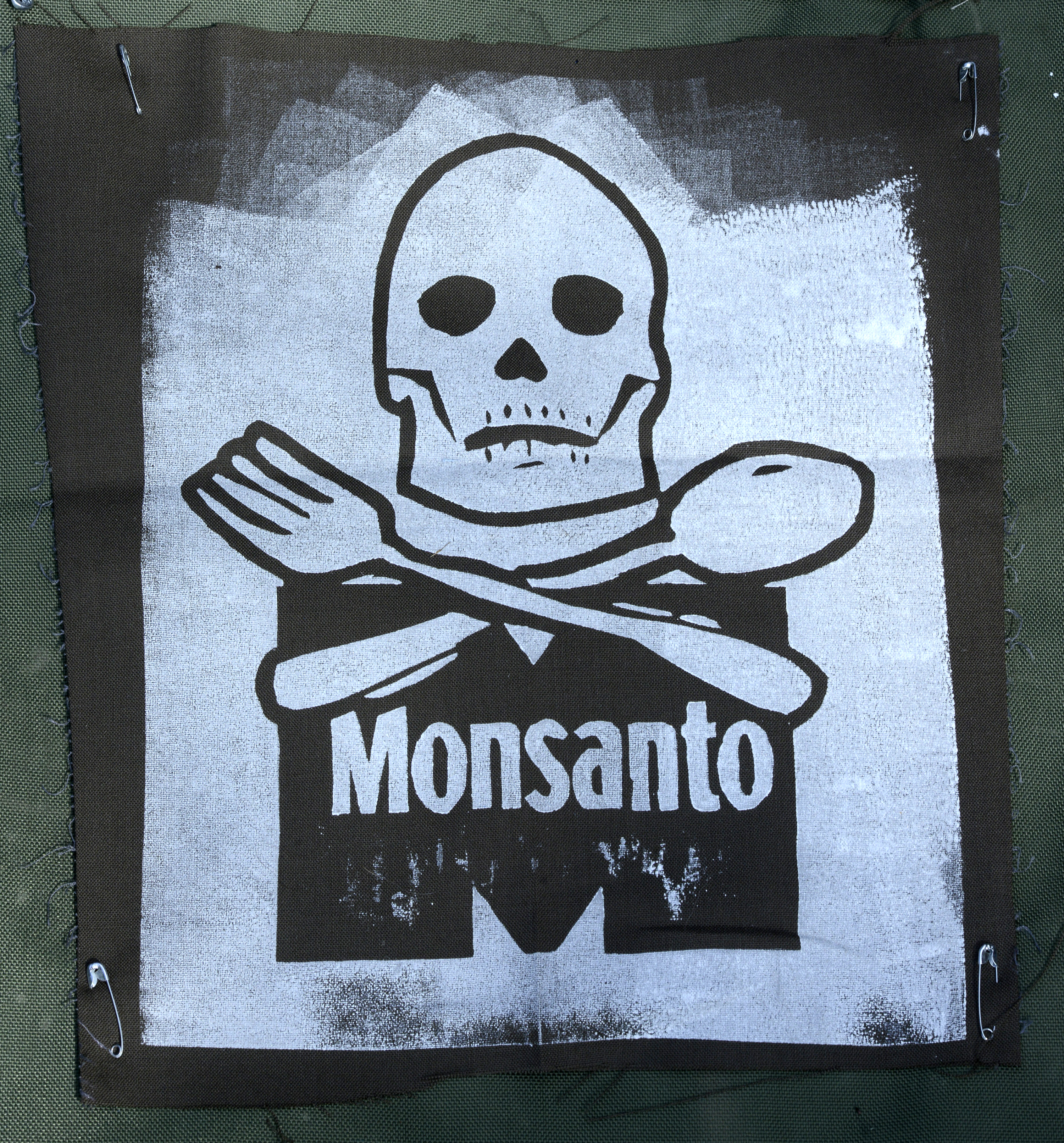 Linoleum Block Print Shows Monsanto No Love