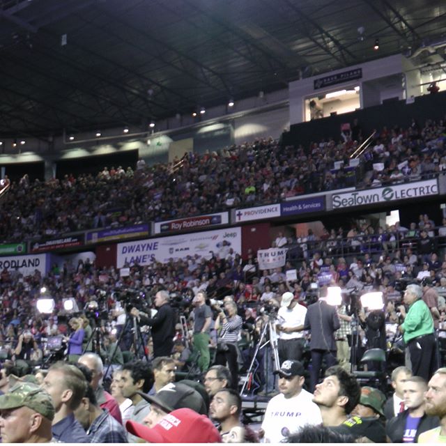 NPI takes you inside Donald Trump’s Everett rally: The press riser in Xfinity Arena