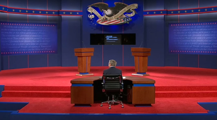 Empty debate podiums
