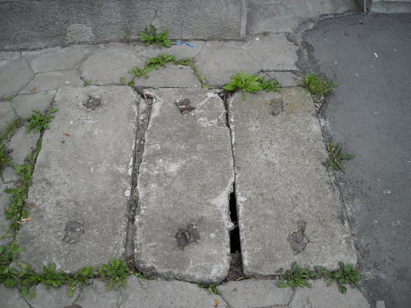 A crumbling sidewalk