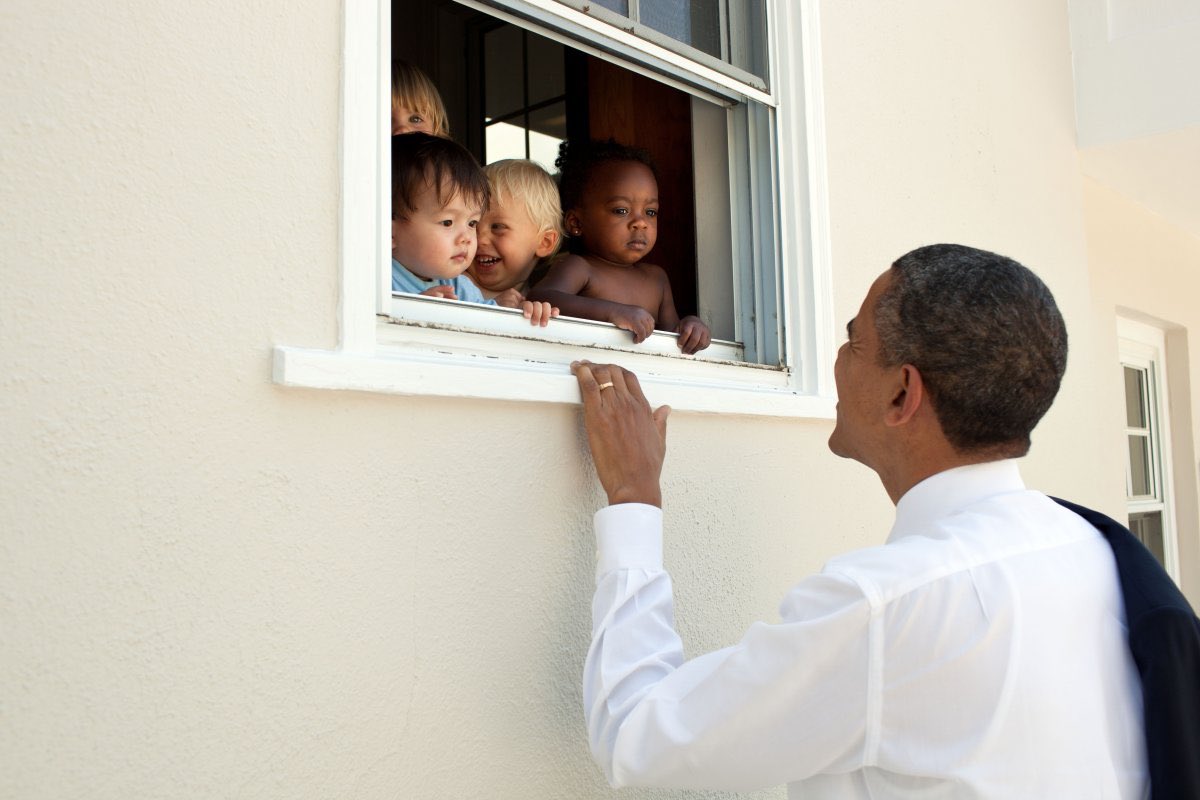 President Obama talking to kids