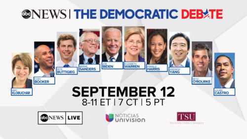 Podium placement for the third Democratic debate