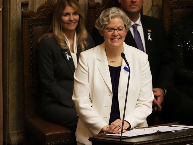 House Speaker Laurie Jinkins presides over the first House floor session of 2020, just after noon on January 13th, 2020
