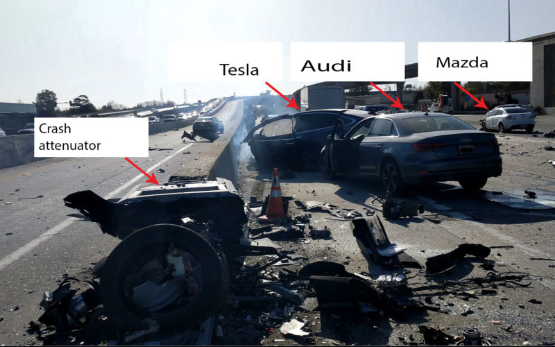 Photo from a Tesla-involved crash