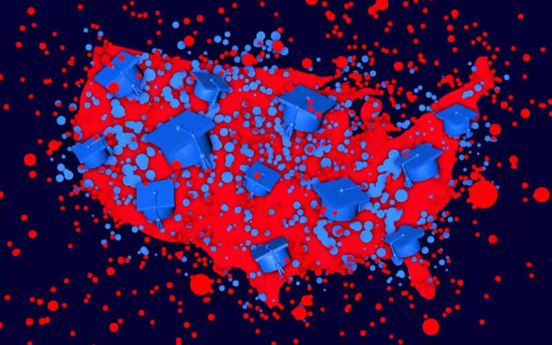 Blue hats on a red map: Politico artwork