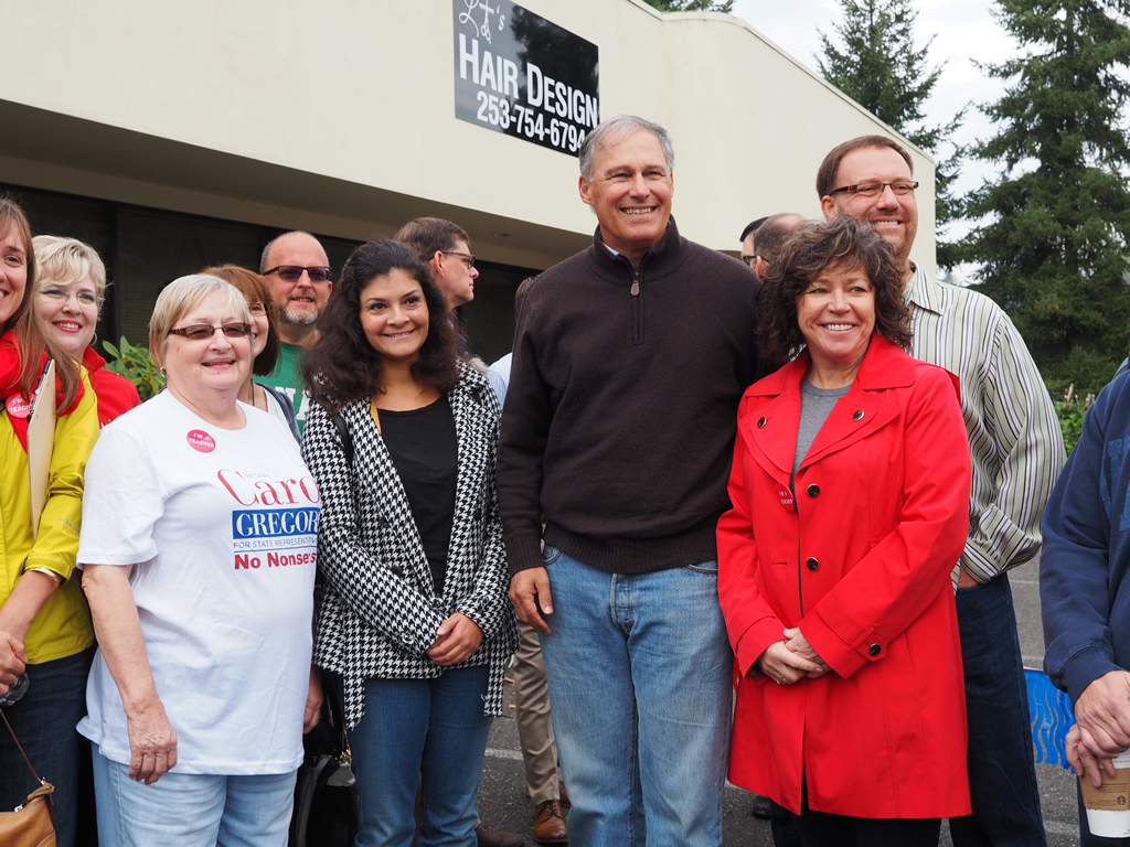 Carol Gregory with Jay Inslee and Kim Mead