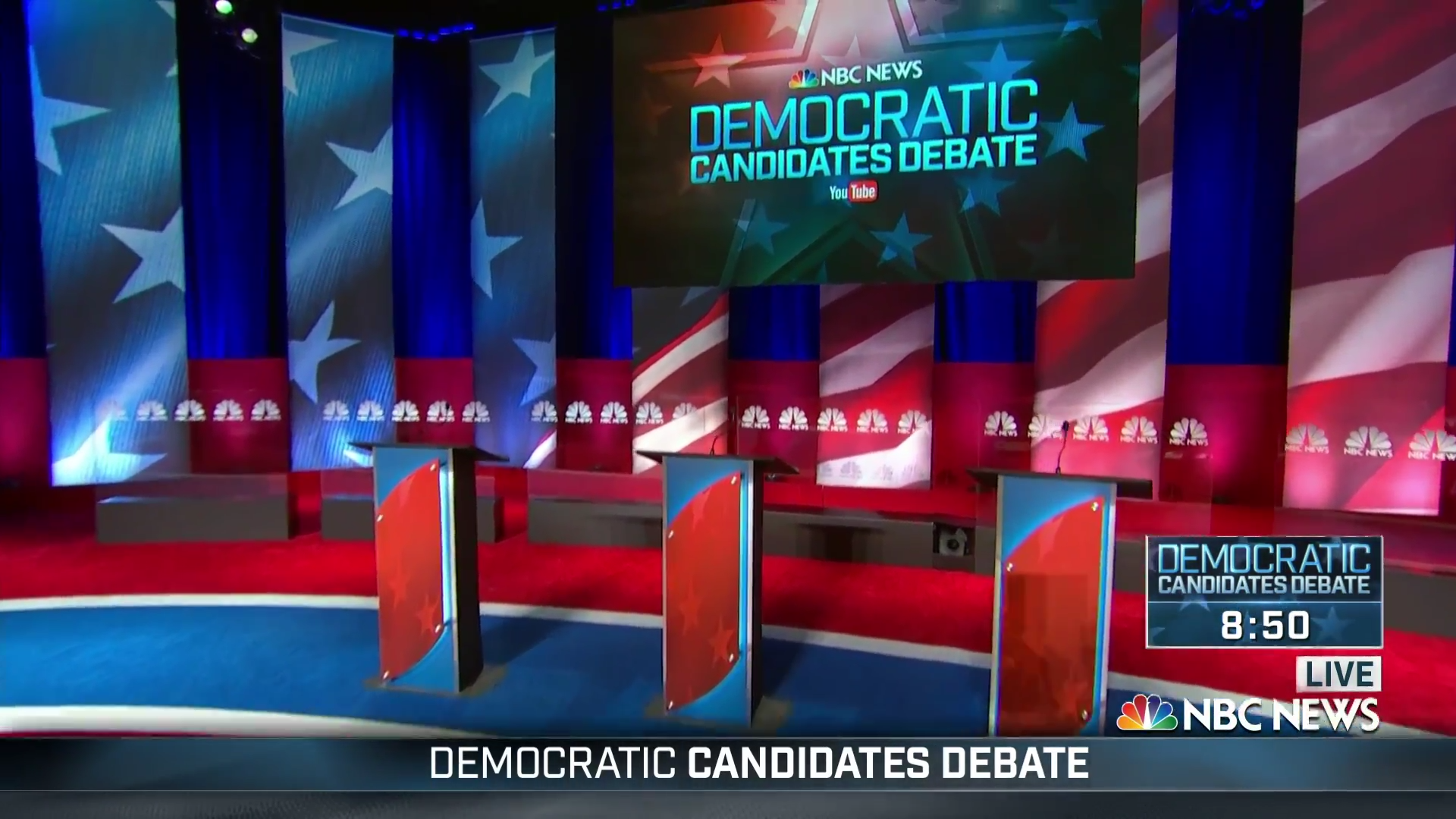Podiums at the fourth Democratic debate