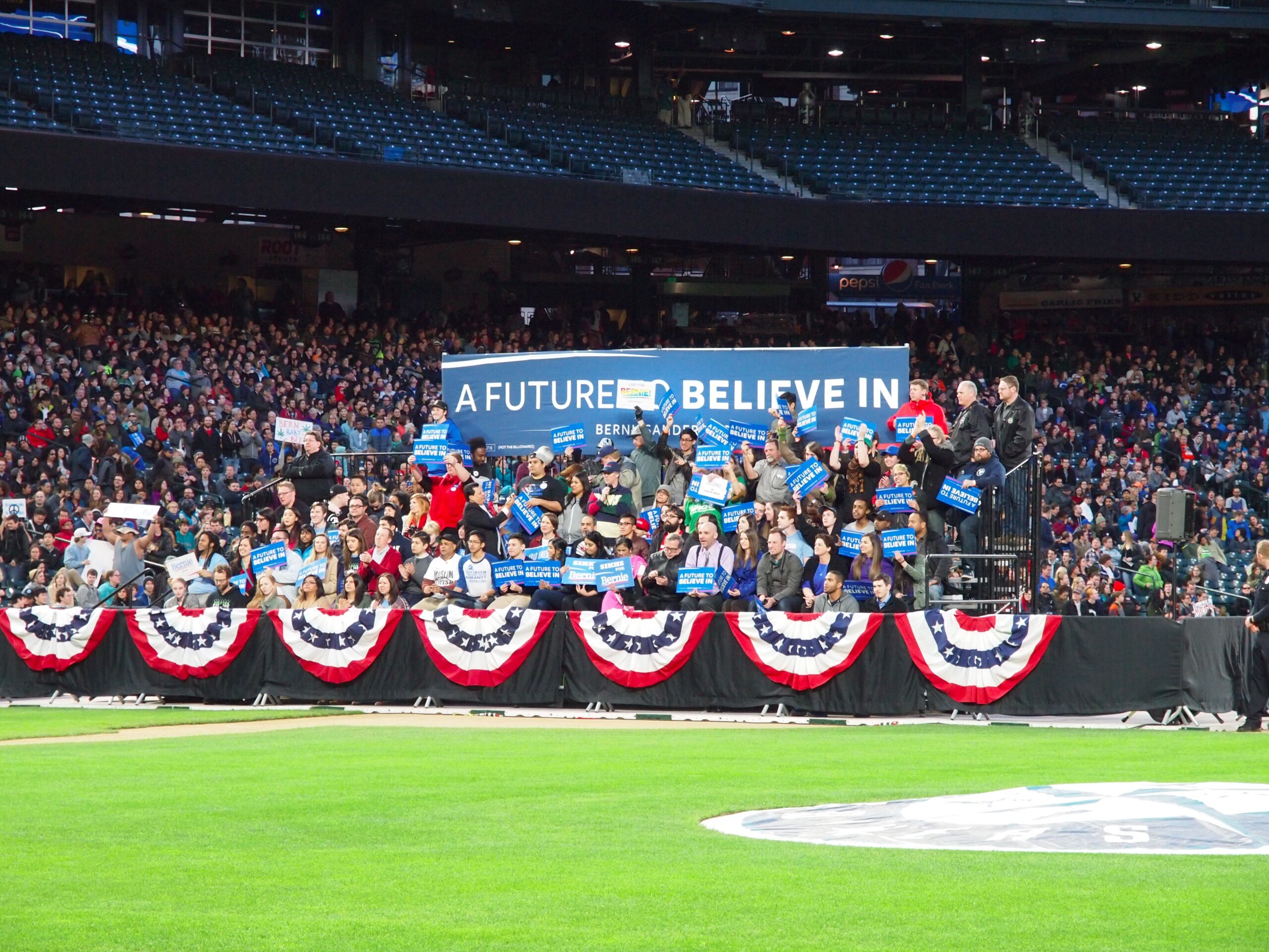 Bernie Sanders supporters at Safeco Field
