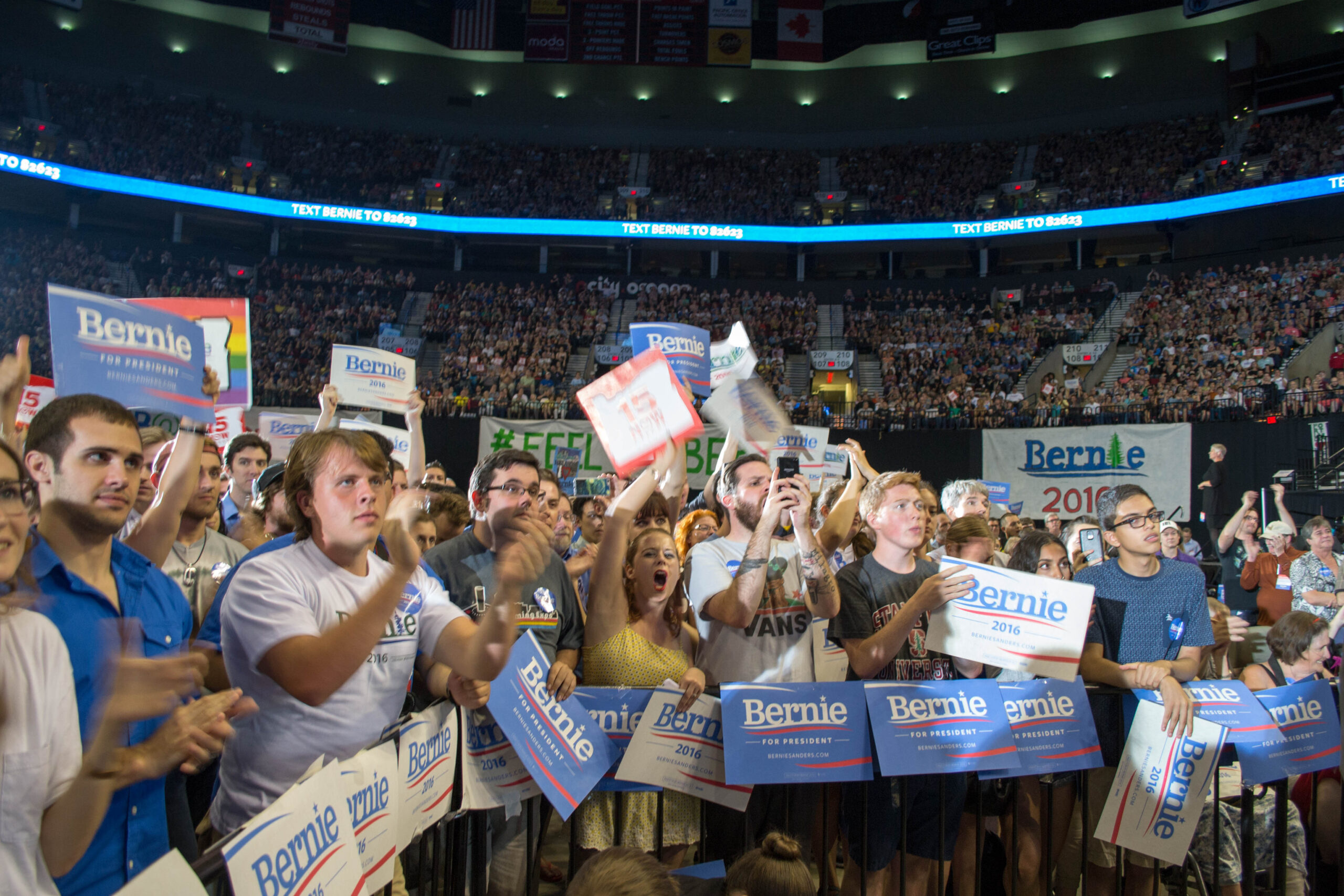 Supporters at a Bernie Sanders rally