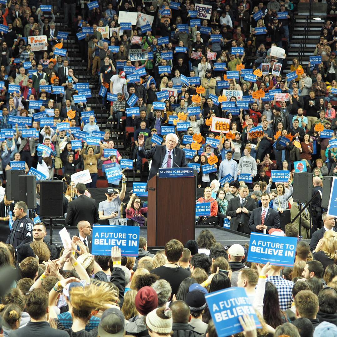 Bernie Sanders speaks at KeyArena in March 2016