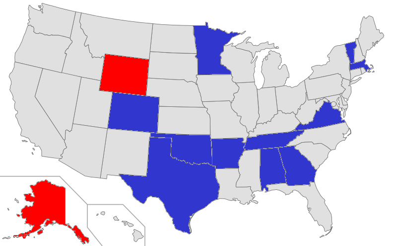 Map of Super Tuesday states