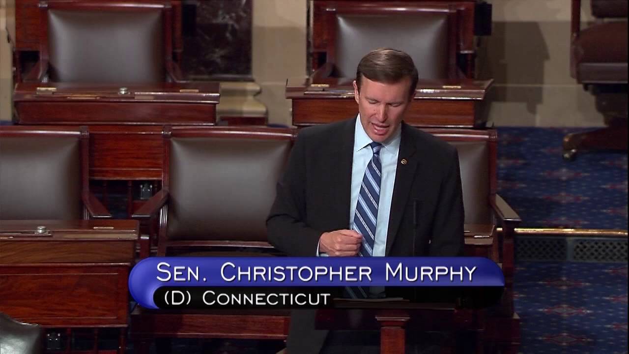 Chris Murphy filibustering on the floor of the Senate
