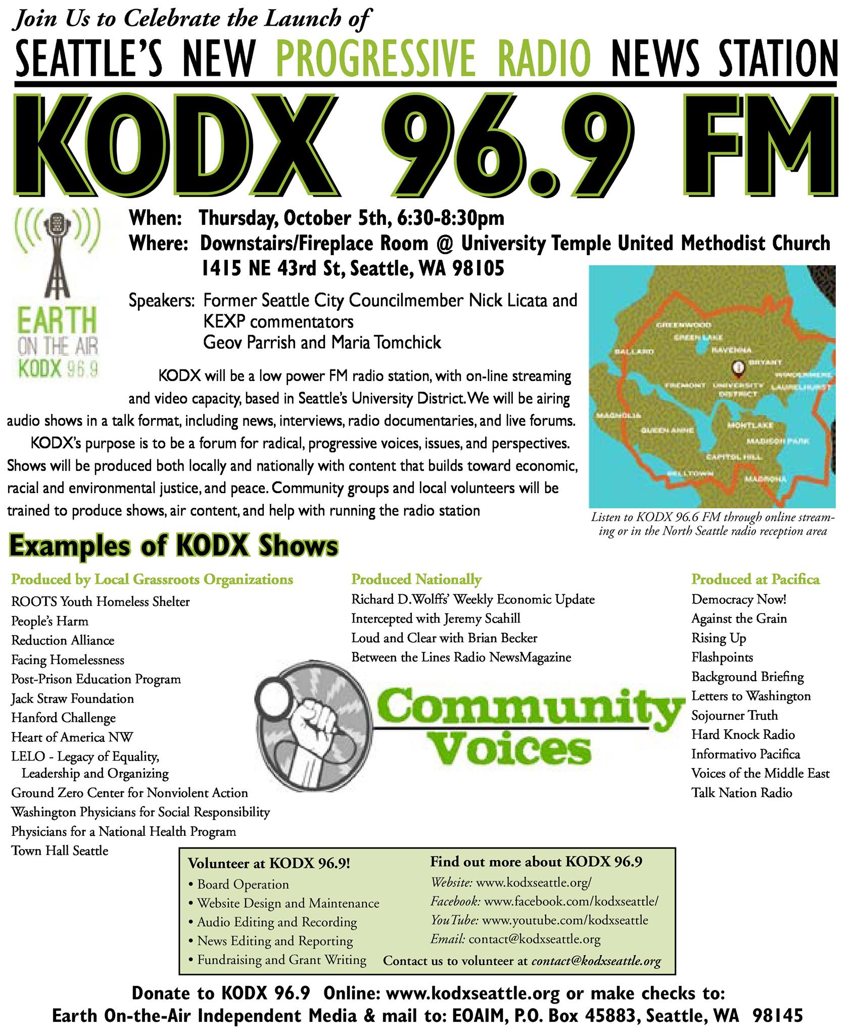 Launch party invitation for KODX-LP FM
