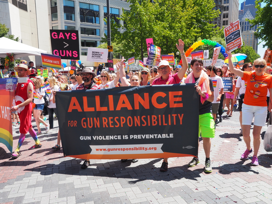 Alliance for Gun Responsibility marchers at the 2016 Pride Parade