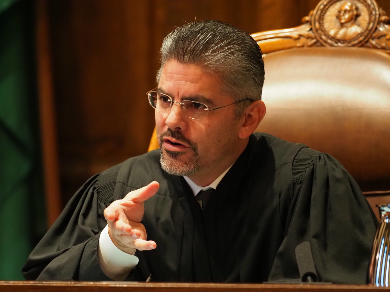 Justice Steve Gonzalez asks a question during the McCleary case (Photo: Andrew Villeneuve/NPI)