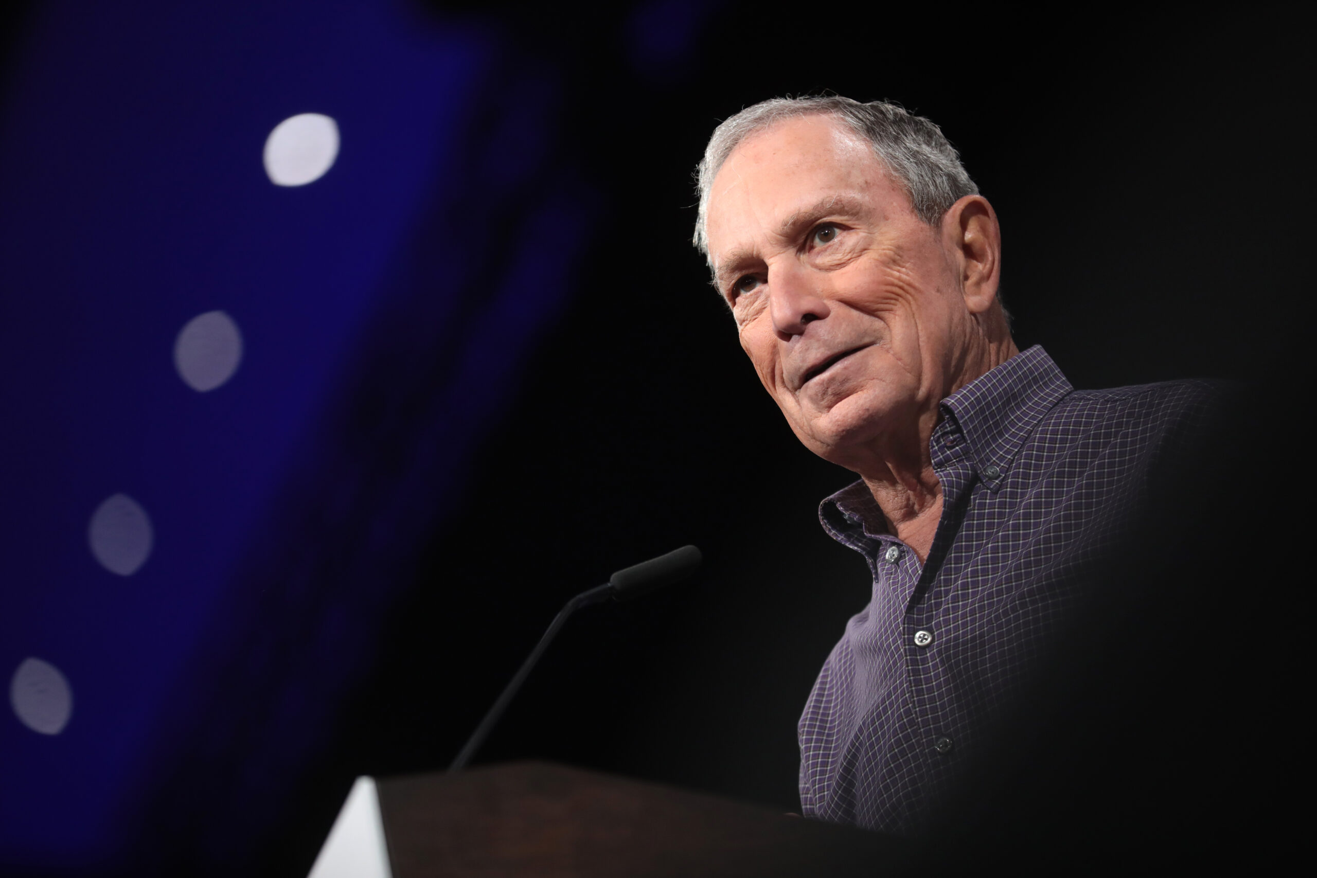 Michael Bloomberg delivers a speech to the Presidential Gun Sense Forum