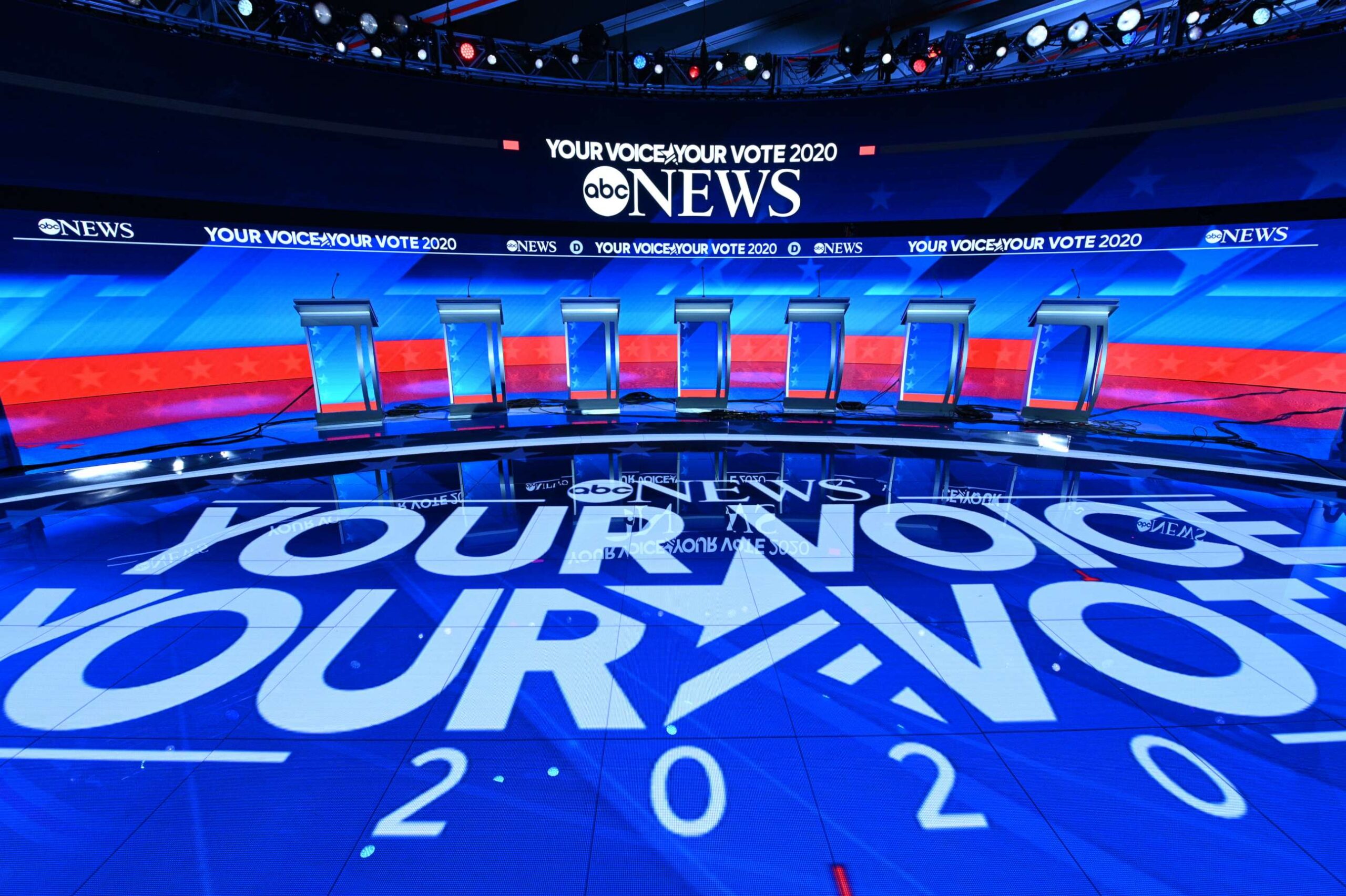 The debate stage in Manchester, New Hampshire