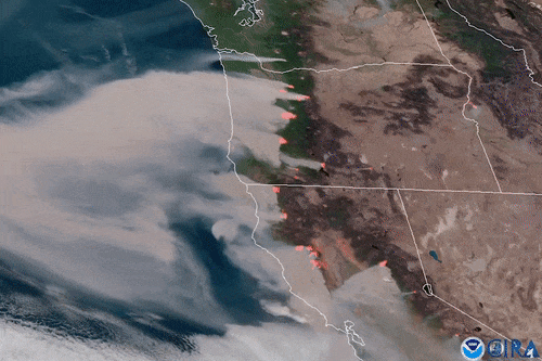 GOES Satellite imagery of Left Coast fires