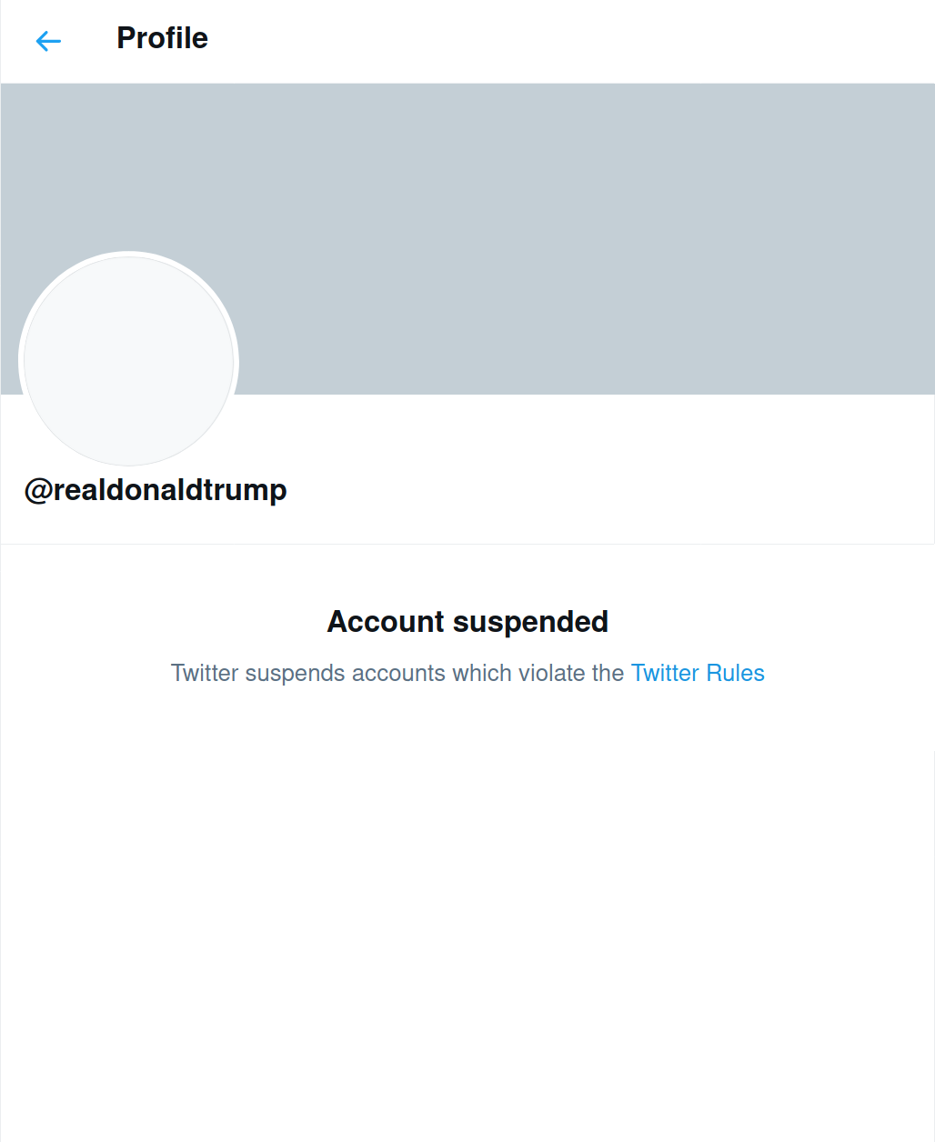 Donald Trump's suspended Twitter account