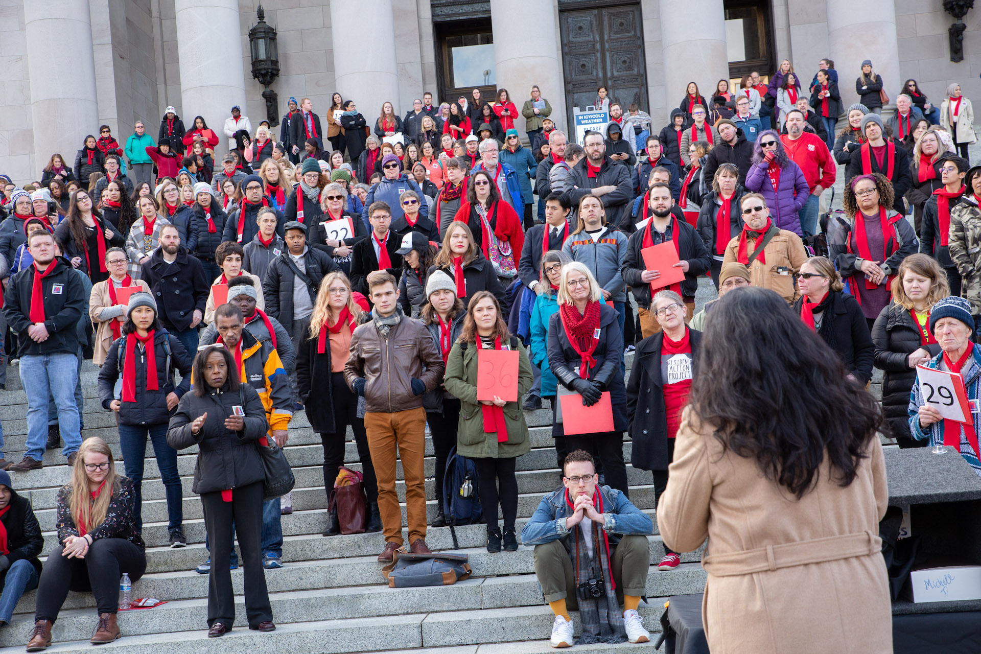 A rally for access to housing at the Washington State Capitol