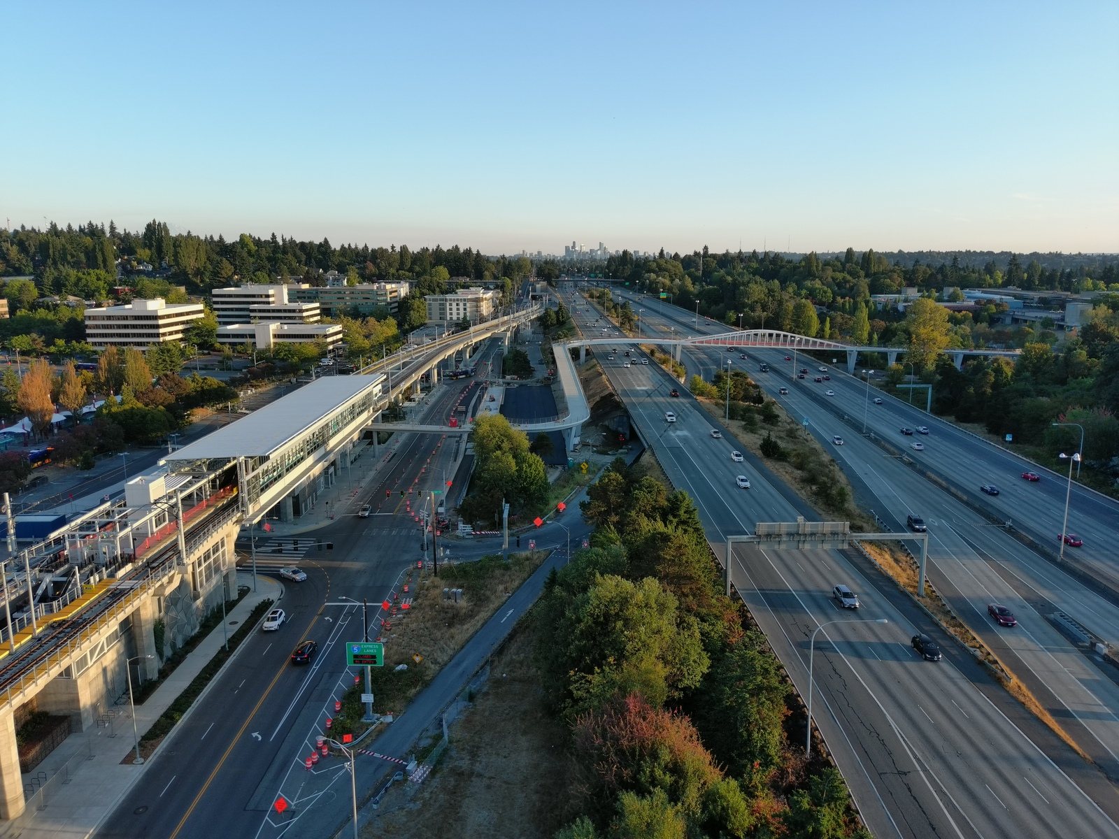 An aerial view of the Northgate Link light rail station