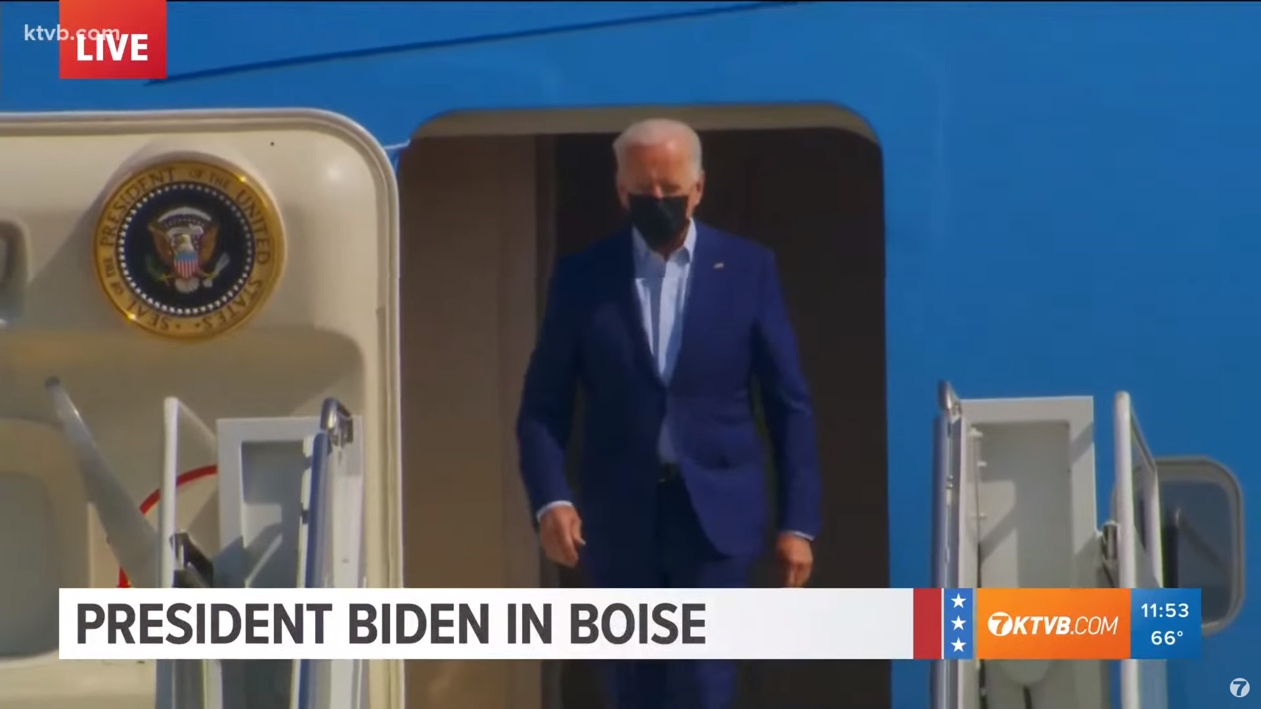 President Biden steps off Air Force One in Boise
