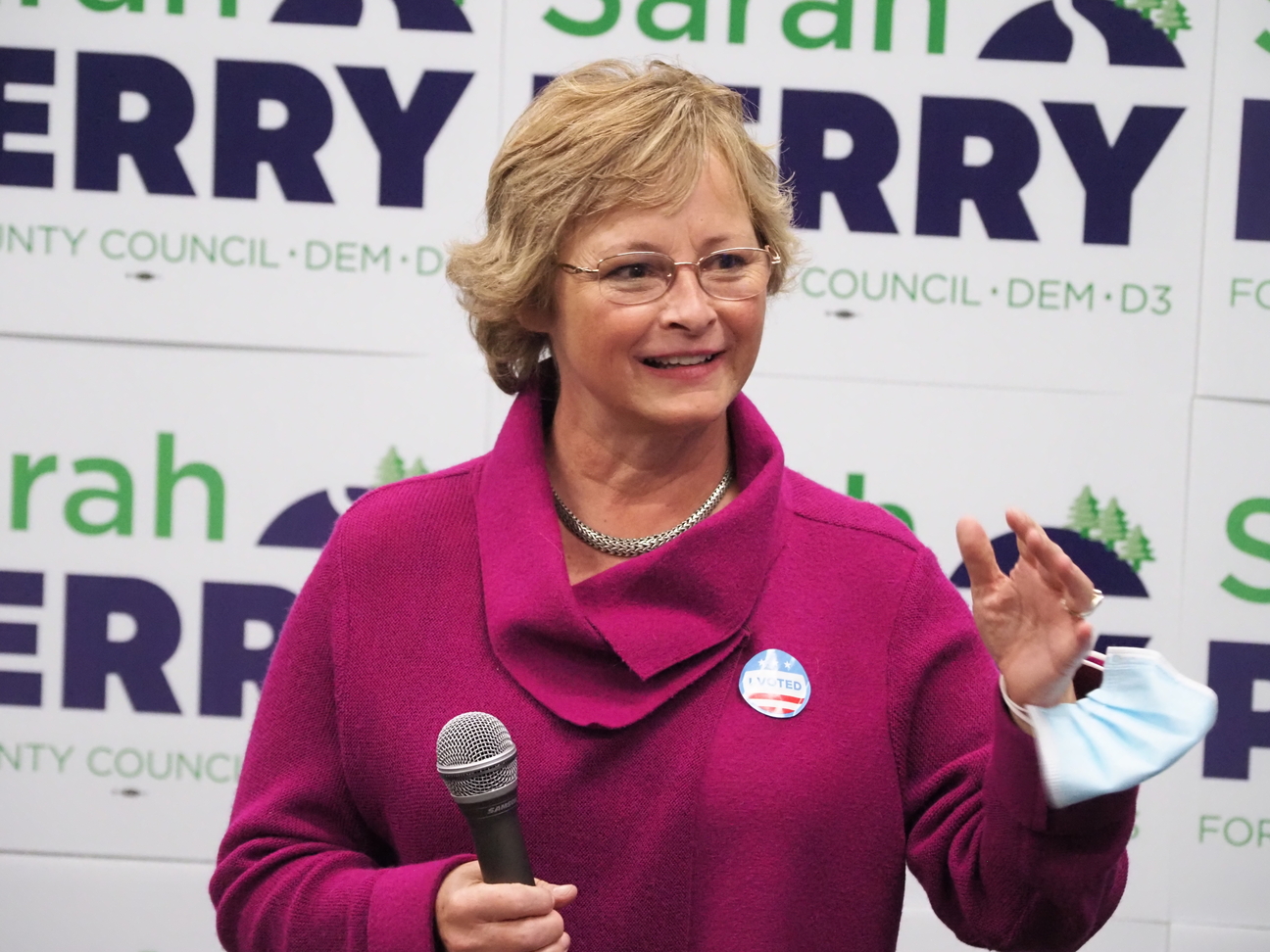 Sarah Perry speaks at her Election Night victory party