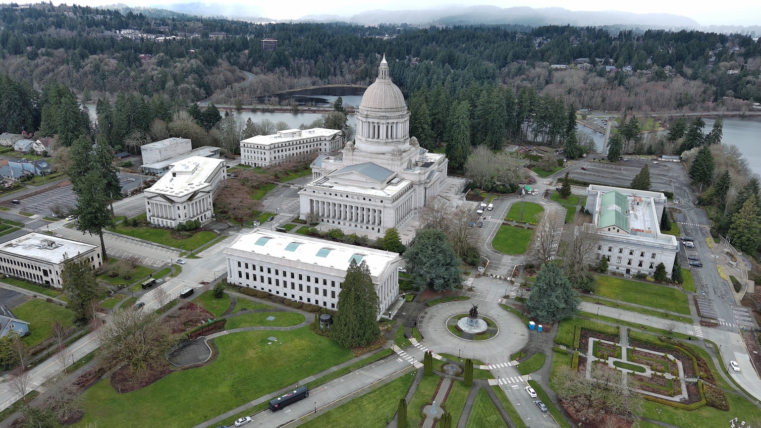 Washington State's Capitol Campus in Olympia, from the air