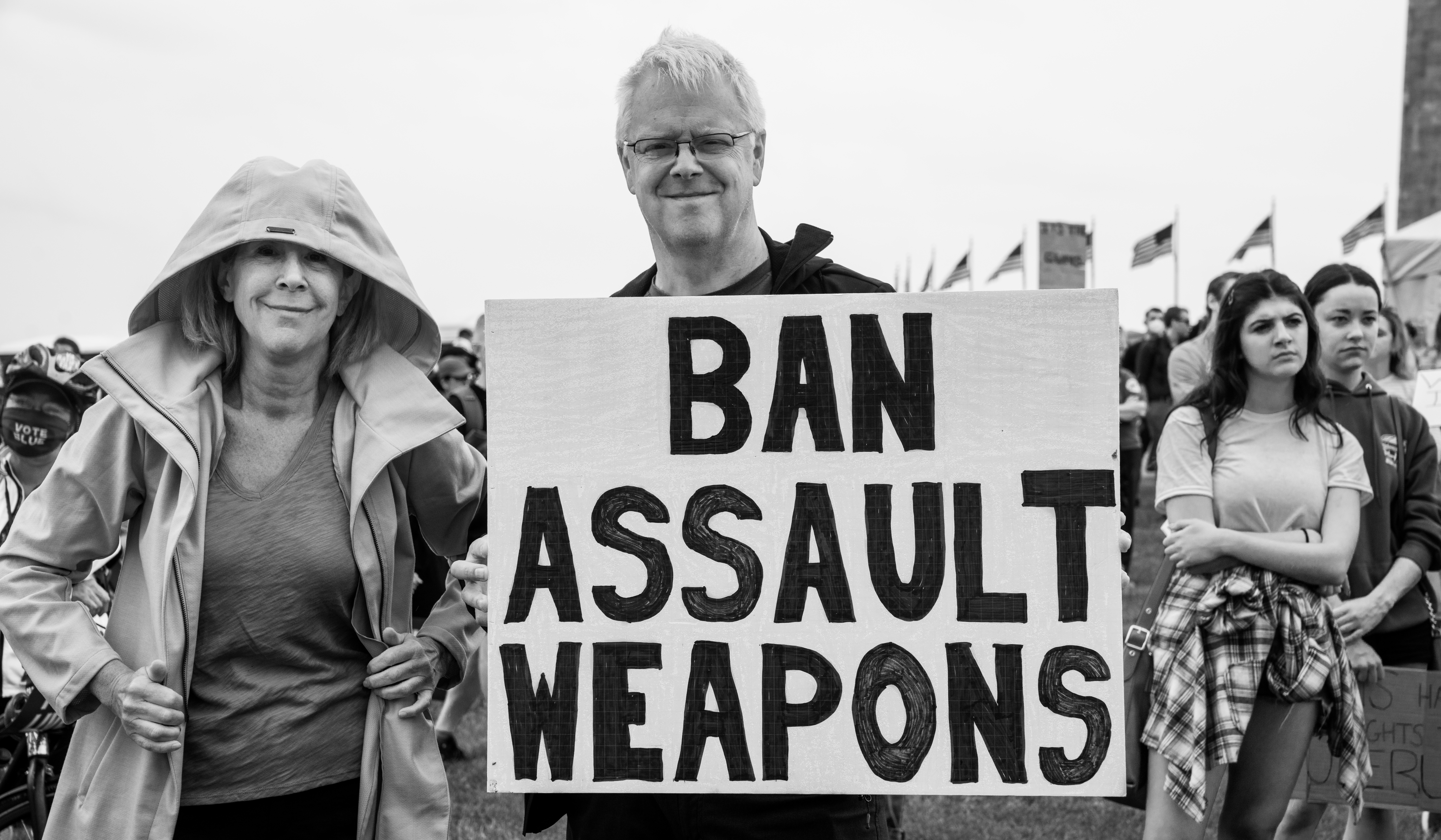 Sign calling for a ban on assault weapons