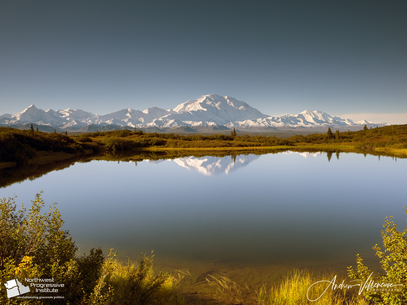Mount Denali and the Alaska Range, reflected in Reflection Pond