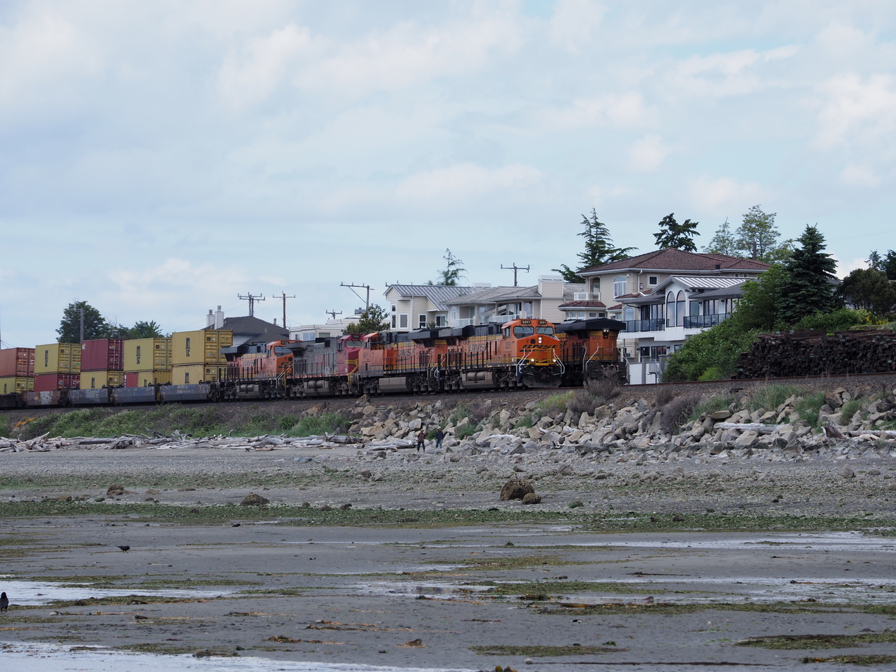 A BNSF freight train passing through Shoreline