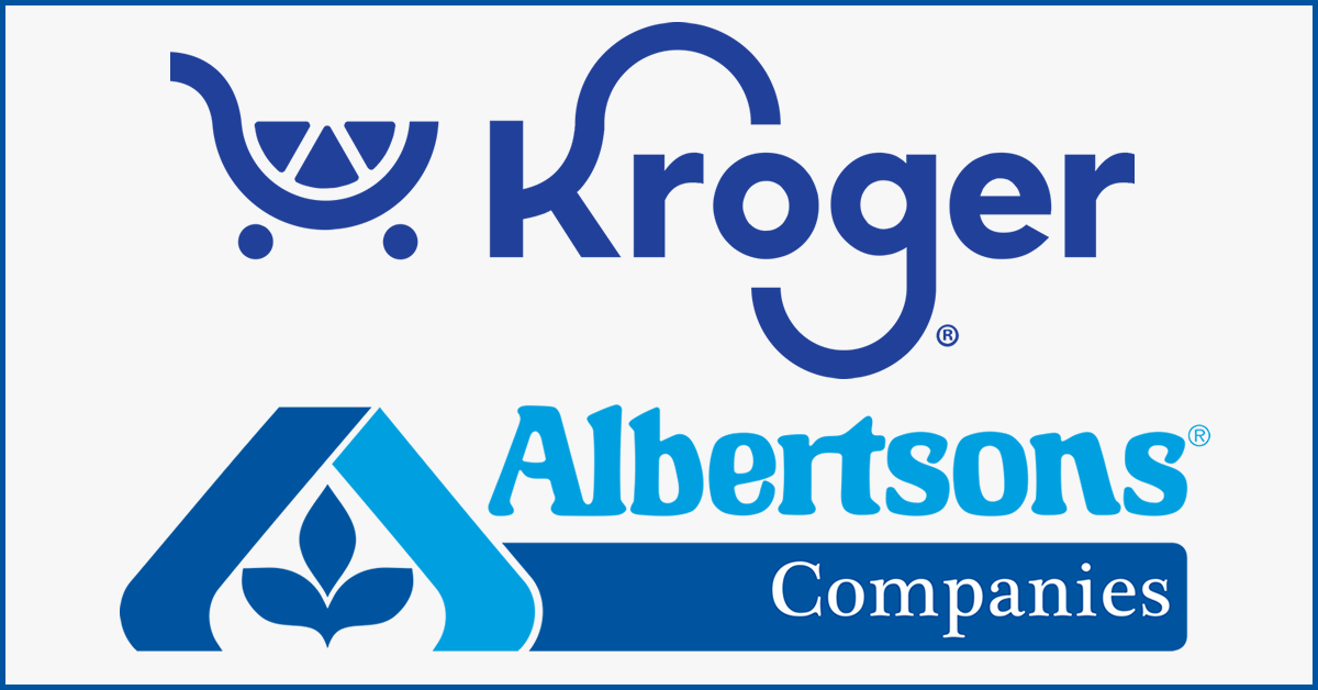 Kroger and Albertsons corporate logos