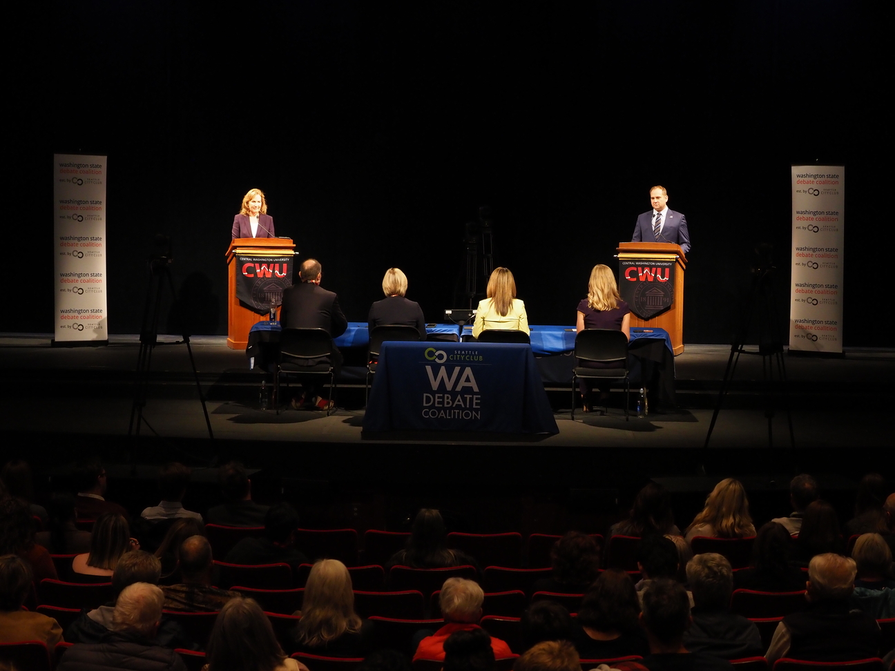 Kim Schrier debates Matt Larkin at Central Washington University