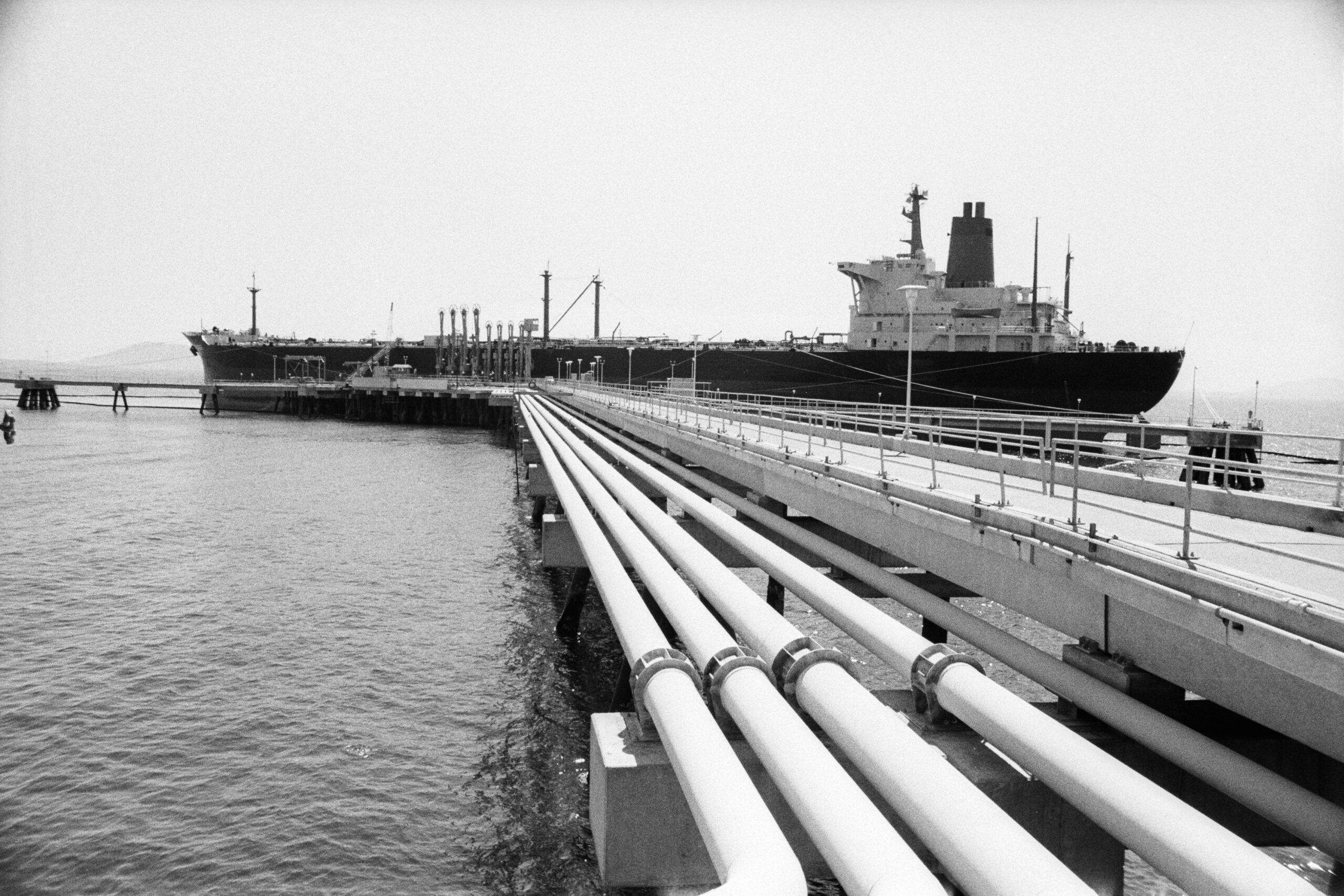 An oil tanker ship docked at BP's Cherry Point refinery