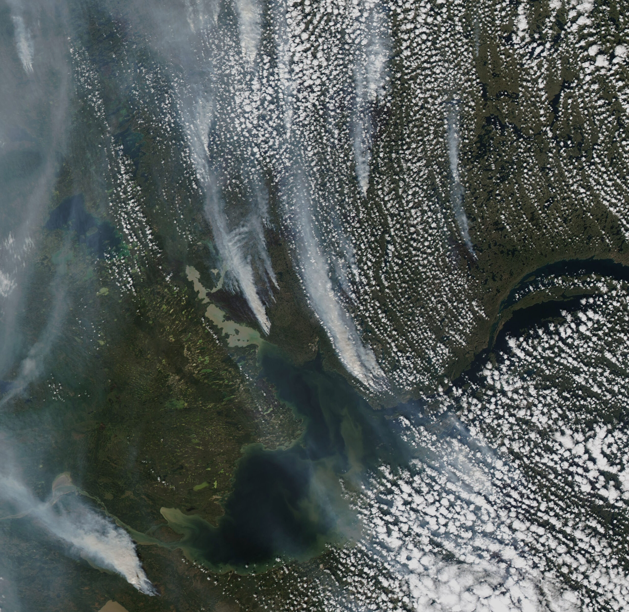 Satellite photo of wildfires near Yellowknife