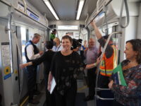 Sound Transit CEO Julie Timm aboard the T-Line