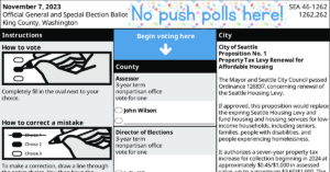 No push polls here! Snippet of a 2023 sample ballot