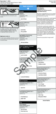 2023 King County general election sample ballot (Seattle, English)